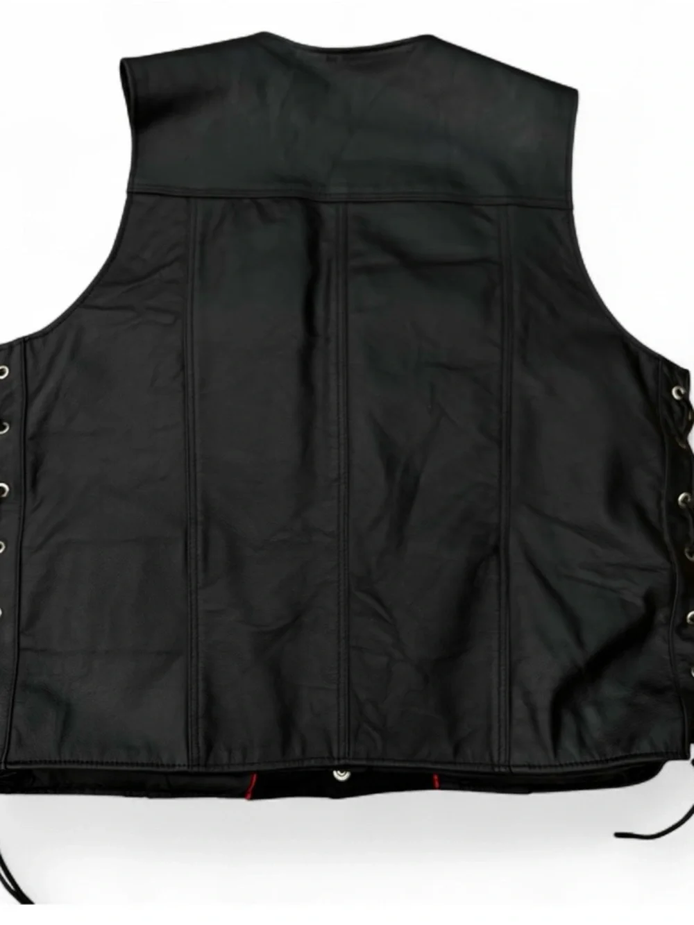 ALLSTATE LEATHER Black Leather Denim Style Biker Motorcycle Vest Size 44